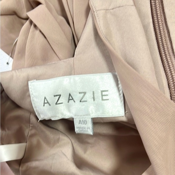 NEW Azazie Mimi Taupe  Maxi Dress with V-neck Sleeveless A10 - Picture 10 of 12